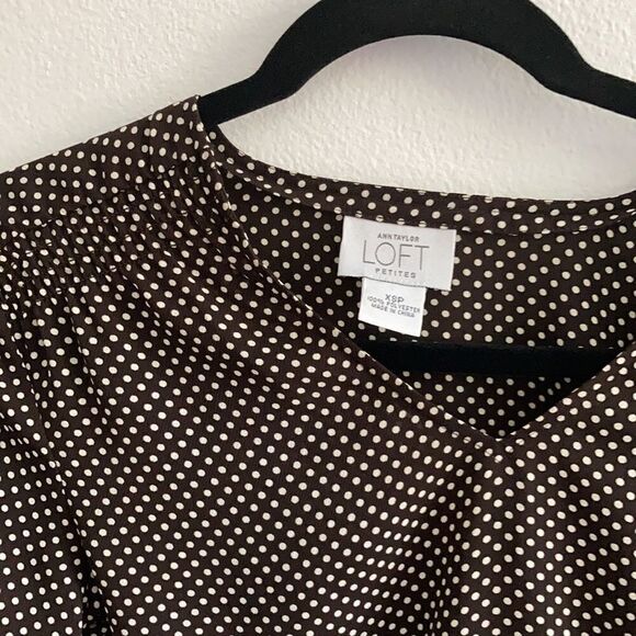 Ann Taylor XSP Bell Sleeve Polka Dotted Elastane Long Sleeve - Picture 6 of 15